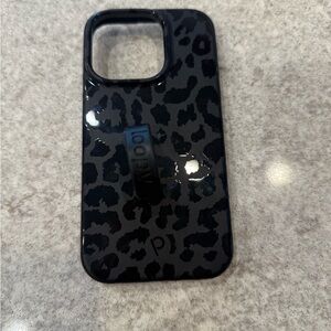 Black Leopard Print Loopy IPhone 14 Pro Case